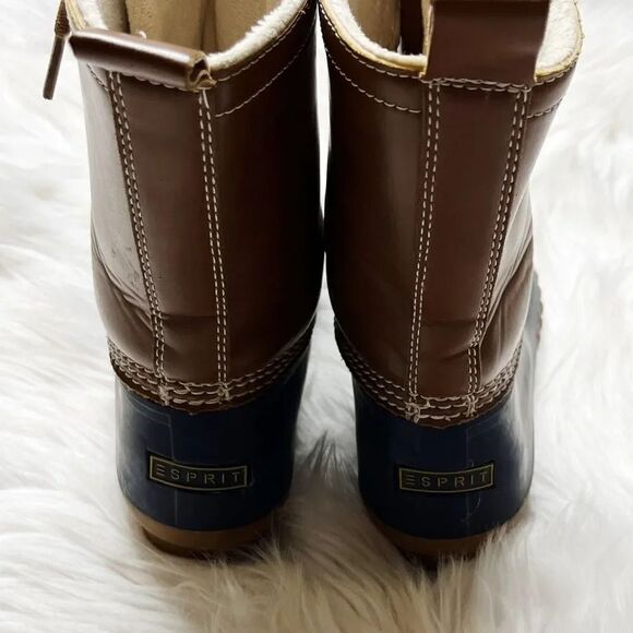 Easy Spirit Faux Fur Lined Winter Duck Boots Brown & Blue Size 7.5 - Picture 5 of 10
